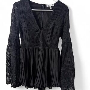 Rare London Deep V Neck Boho Romper CottageCore Cocktail Classy Bell Sleeves